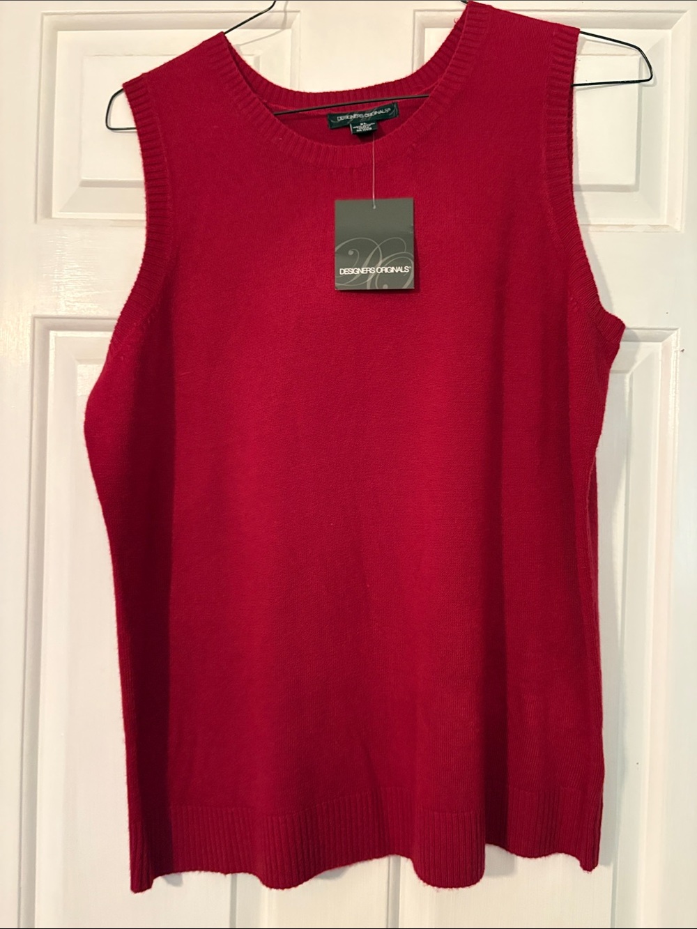 Designers Originals Women’s  Red Crewneck Sleeveless Sweater